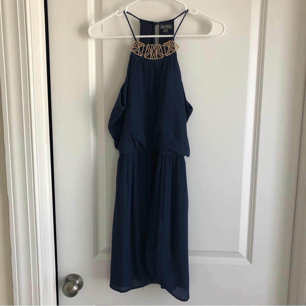 Lily Rose Navy Halter Dress
